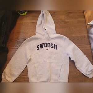 Nike Heather Gray Hoodie And Joggers with Navy Swoosh